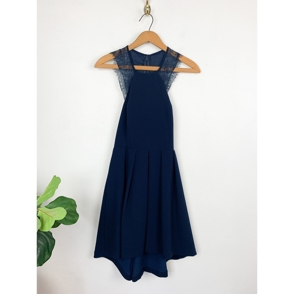 BCBGeneration Navy Blue Lace Skater Style Cocktail Dress Sz 4 - Picture 3 of 9